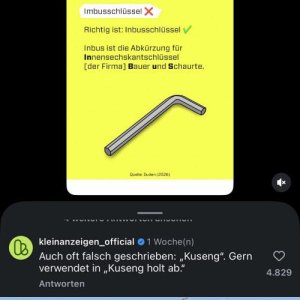 Kuseng holt Imbus-Schlüssel ab