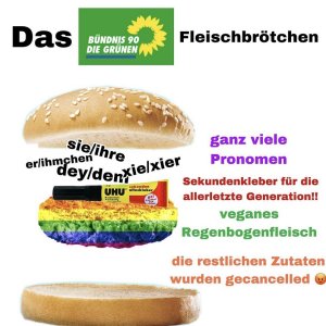 Grünes Fleischbrötchen