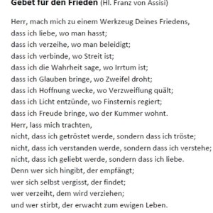 Gebet für Frieden